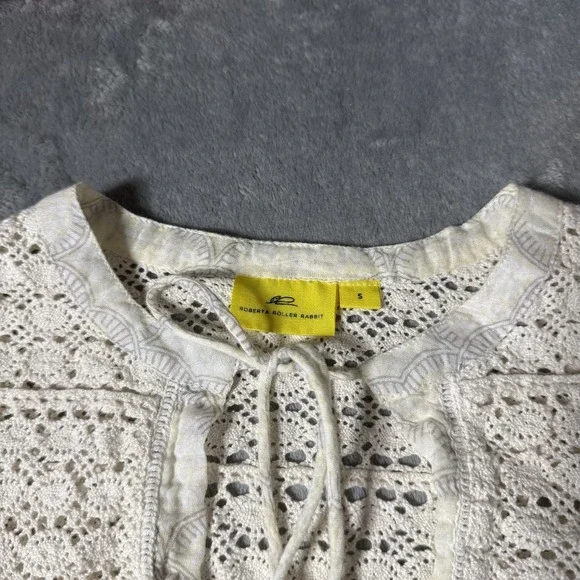 Roller Rabbit Lucknow Seraphina Beach Cover Up Small White Tassle Tunic - Picture 4 of 10